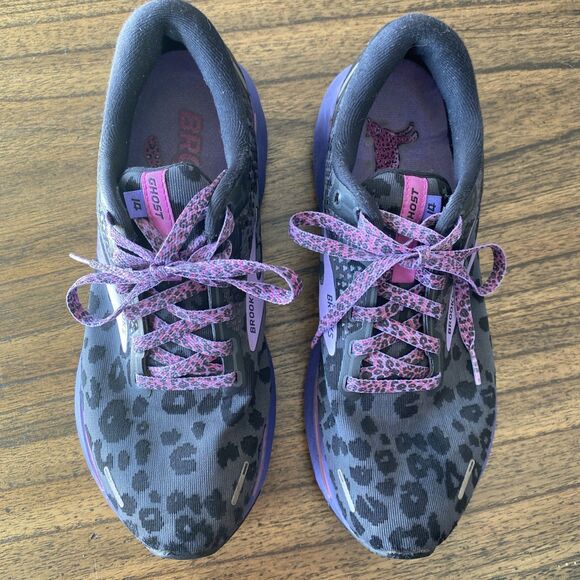Brooks Ghost 14 Electric Cheetah Run Wild Women's Size 9 - Black Purple - Picture 2 of 7